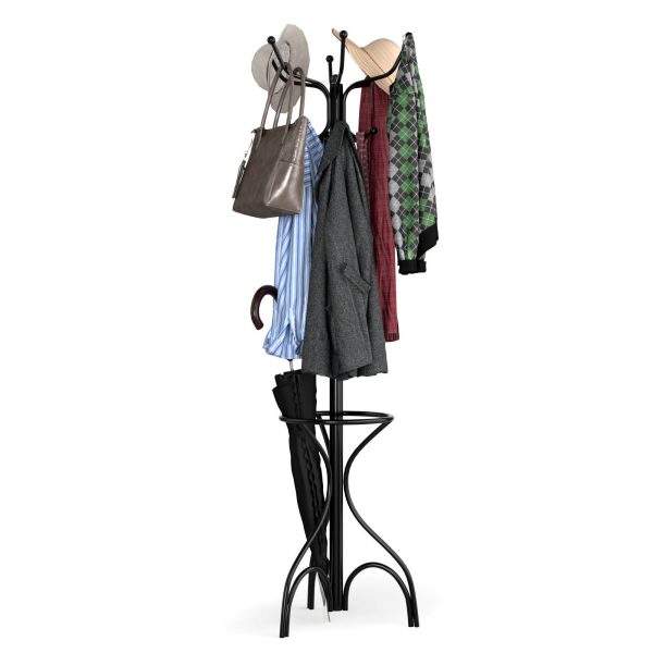 Vintage Freestanding Metal Entryway Coat Hat Rack