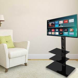 Tall Universal Swivel Tv Stand With Storage Shelves 32