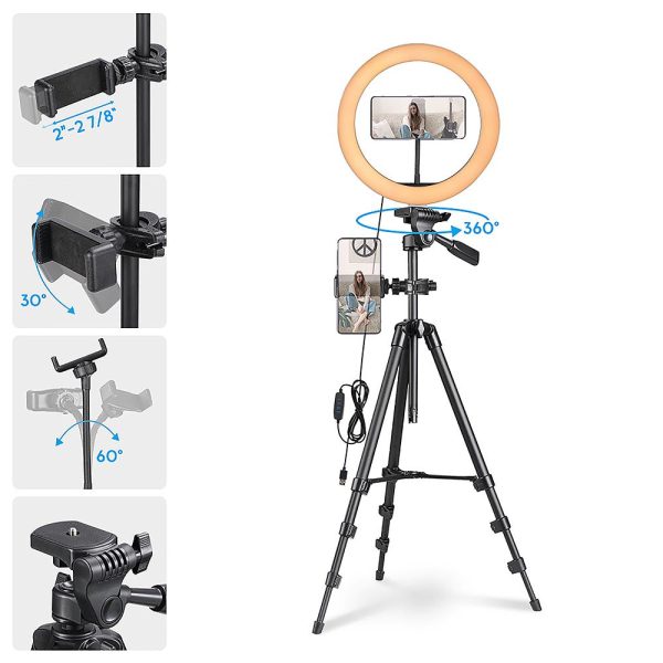 12In Dimmable Ring Light & Tripod Stand & Camera Phone Mount