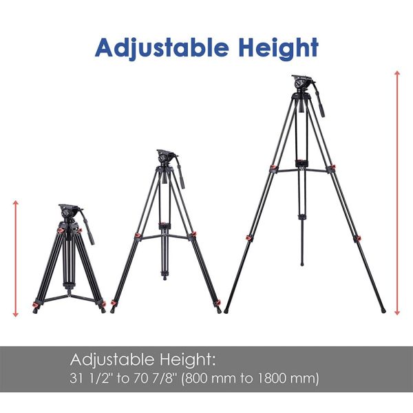 Pro Camera Tripod Kit Video Tripod 71 3-Stage W/ Fluid Head