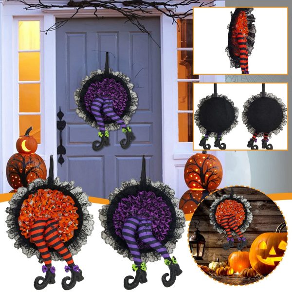 Halloween Witch Long Leg Wreath