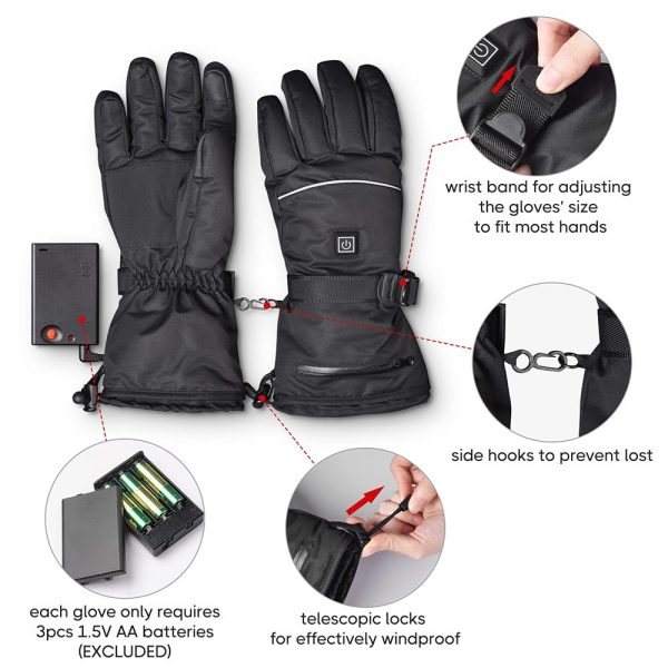 Battery Heated Gloves Touchscreen 3 Heat Setting