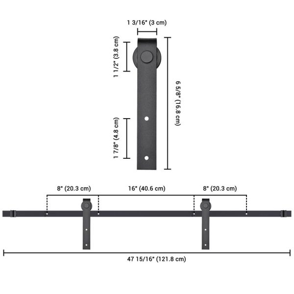 4Ft Mini Cabinet Double Sliding Barn Door Hardware Kit