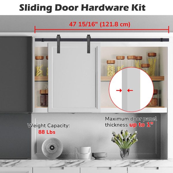 4Ft Mini Cabinet Double Sliding Barn Door Hardware Kit