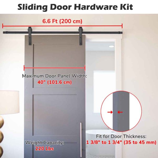 6.6Ft Sliding Barn Door Track And Rollers