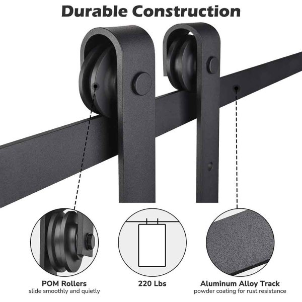 6.6Ft Sliding Barn Door Track And Rollers