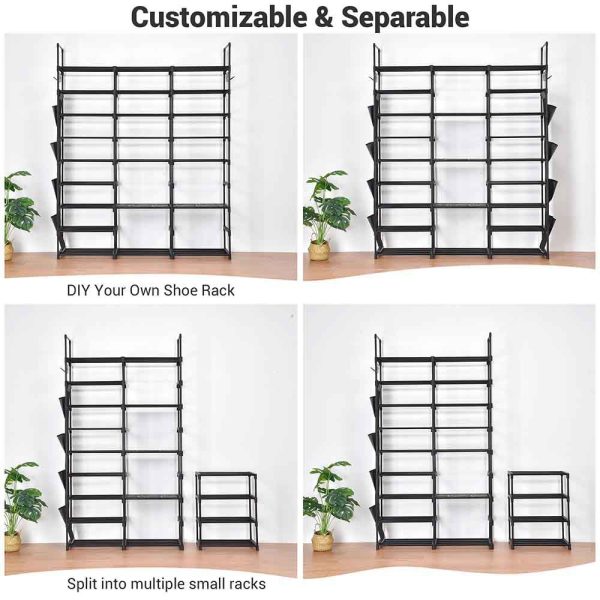 9-Tier Shoe Rack Black Tall Metal Shoe Storage 42 Pairs