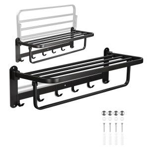 Wall Mounted 23 Towel Rack Shelf W/ Hook 304 Ss Hotel Style