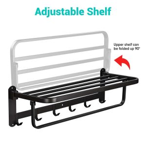 Wall Mounted 23 Towel Rack Shelf W/ Hook 304 Ss Hotel Style