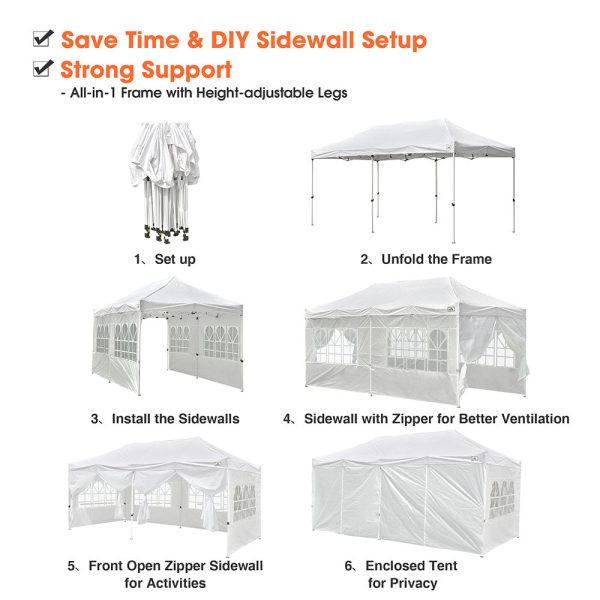 10'X20' Pop Up Canopy Tent With Windows Shelter