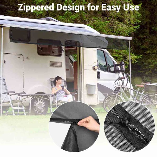 Rv Awning Shade Screen With Zipper 19'Wx6'H Trailer Mosquito Net