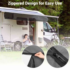 Rv Awning Shade Screen With Zipper 10'Wx6'H Trailer Mosquito Net