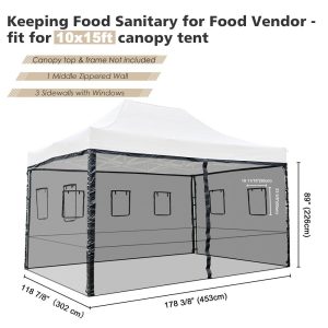 Netting For Pop Up Canopy 10X15 Food Service Vendor Side Screen