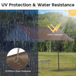 10X10Ft Waterproof Camping Tarp Lightweight Uv50+ Pu3,000Mm