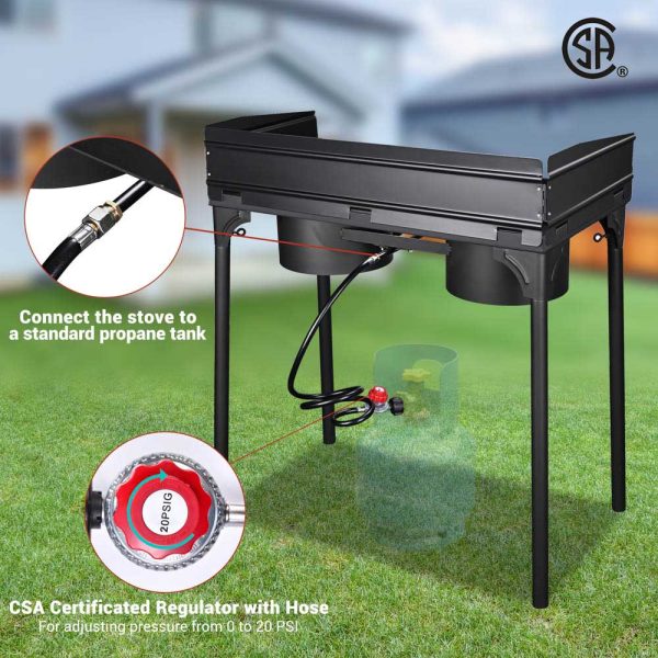 Outdoor Propane Burner With Stand Wind Guard 150,000Btu