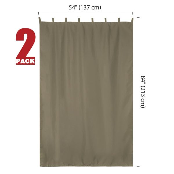 Tab Top Outdoor Patio Curtain, 54W X 84L 2Ct/Pack