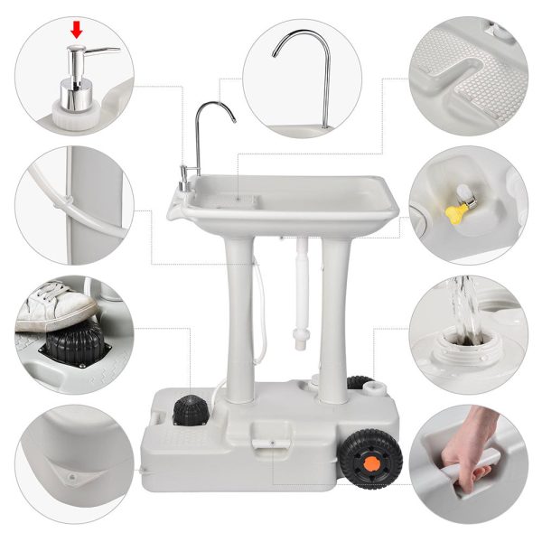 8Gal Portable Hand Washing Station With Foot Pump Handle