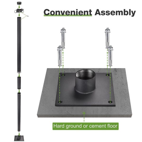 Shade Sail Post Pole Kit (Base Plate, D-Ring & Clamp)