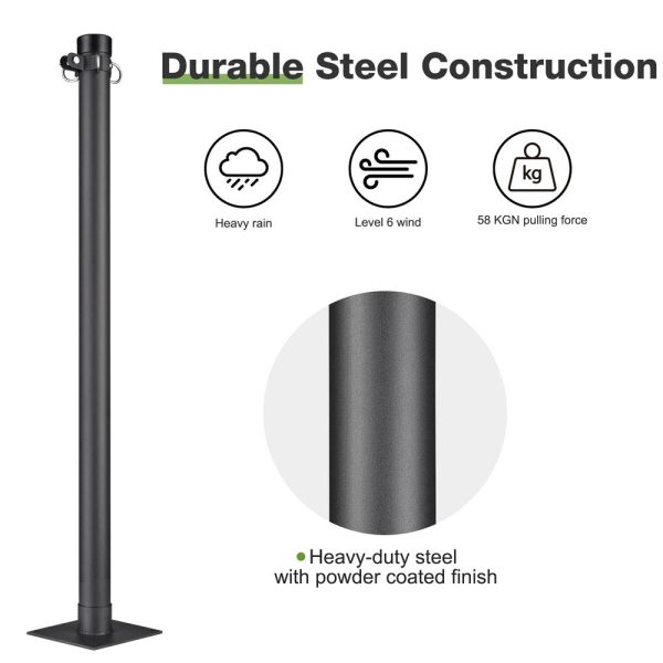 Shade Sail Post Pole Kit (Base Plate, D-Ring & Clamp)