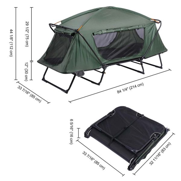 Single Cot Tent Camp Bed Tent Rain Fly Green