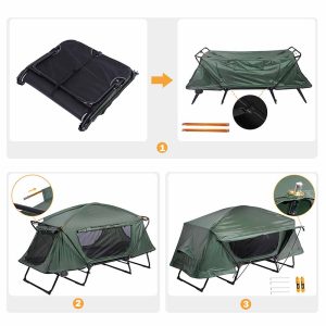 Single Cot Tent Camp Bed Tent Rain Fly Green