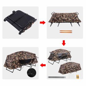 Single Cot Tent Camp Bed Tent Rain Fly Camouflage