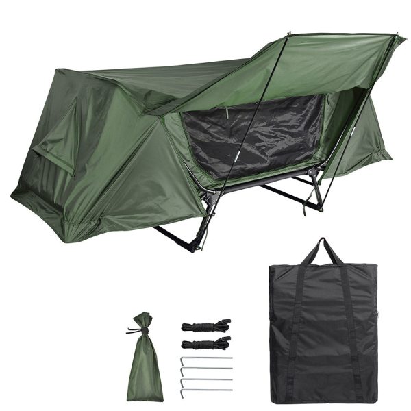 Single Cot Tent Camping Bed Tent Rain Fly Green