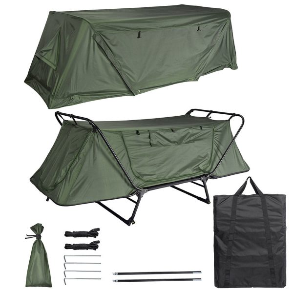 Single Cot Tent Camping Bed Tent Rain Fly Green