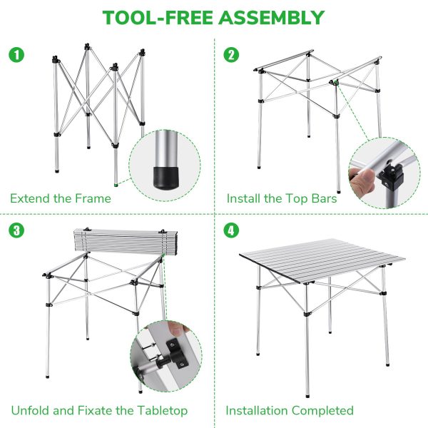 Aluminum Folding Camping Table Picnic Table 27X27.5In