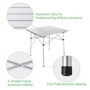 Aluminum Folding Camping Table Picnic Table 27X27.5In