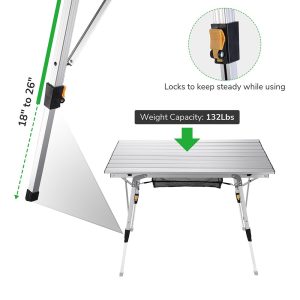 Aluminum Folding Camping Table Rollup Adjustable Height