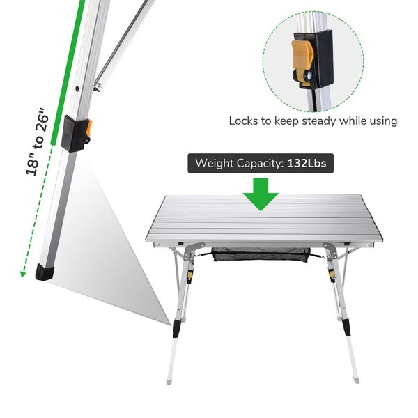 Aluminum Folding Camping Table Rollup Adjustable Height