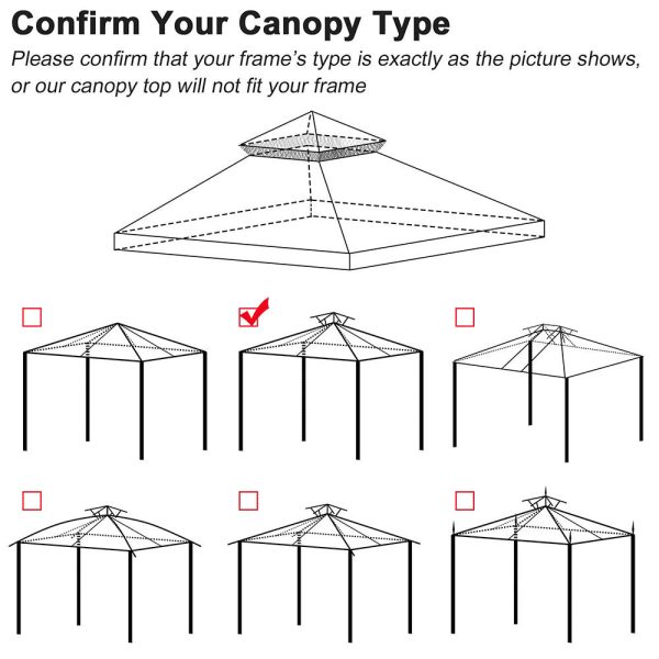 10X10 Ft Gazebo 2-Tier Replacement Canopy