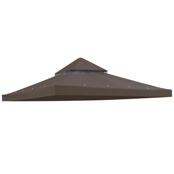 12X12 Ft Garden Gazebo Replacement Canopy Top Brown (11.4'X11.4')