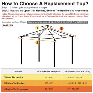 10X10 Ft Madaga Replacement Canopy Gazebo Top