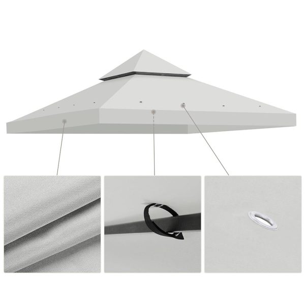 10X10 Ft Waterproof Gazebo Canopy Top Replacement Gray