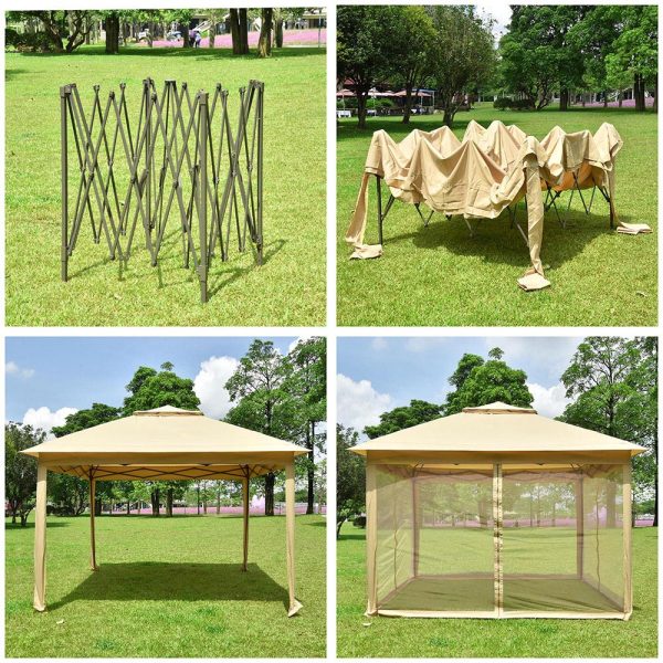 11X11 Ft Pop Up Gazebo(Frame, Canopy, Netting, Stakes)