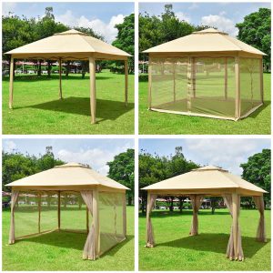 11X11 Ft Pop Up Gazebo(Frame, Canopy, Netting, Stakes)