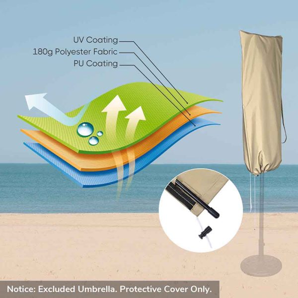 15Ft Patio Umbrella Cover With Zipper & Rod 61X28 In.