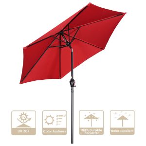 7.5' 6-Rib Tilt Patio Umbrella Outdoor Umbrella Crank Lift