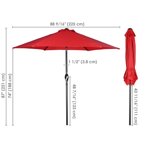 7.5' 6-Rib Tilt Patio Umbrella Outdoor Umbrella Crank Lift