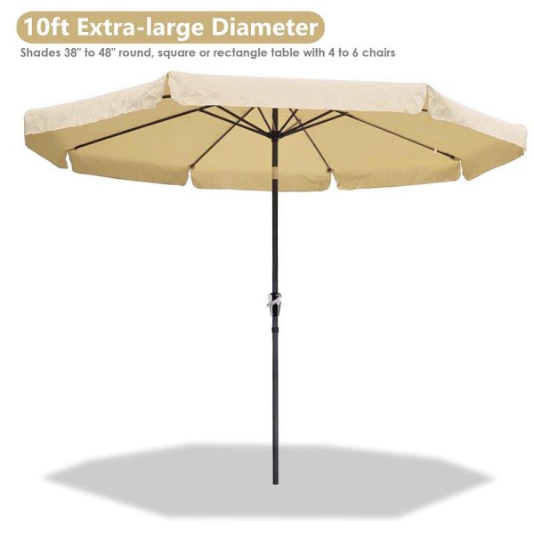 10 Foot 8-Rib Outdoor Patio Umbrella Tilt & Crank