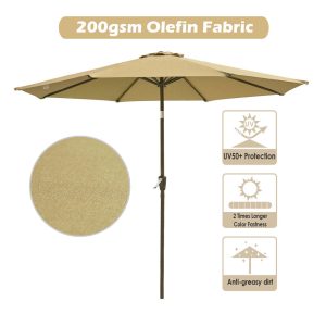 9 Ft 8-Rib Outdoor Patio Tilt Umbrella 200 Gsm Canopy