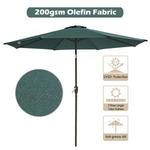 9 Ft 8-Rib Outdoor Patio Tilt Umbrella 200 Gsm Canopy