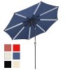 Solar Patio Umbrella Tilt Table Umbrella W/ Lights 9Ft 8-Rib