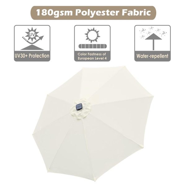 Patio Umbrella With Solar Lights Tilt Umbrella 9 Ft 8-Rib