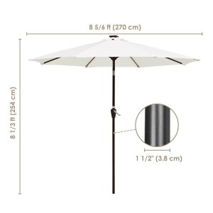 Patio Umbrella With Solar Lights Tilt Umbrella 9 Ft 8-Rib