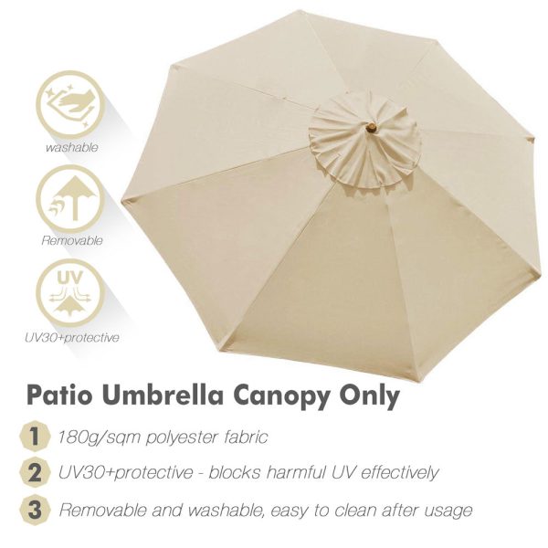 10Ft 8-Rib Patio Market Umbrella Replacement Canopy