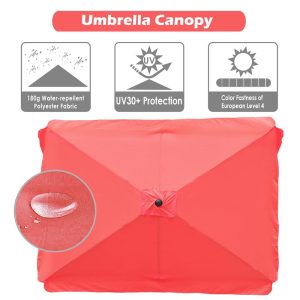 10'X6.5' 6-Rib Patio Rectangular Umbrella Replacement Canopy