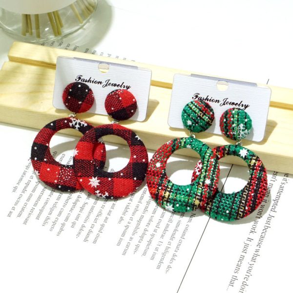 Women'S Fashion Personality Geometry Round Christmas Earrings